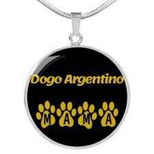 Dogo Argentino Mama Circle Necklace Stainless Steel or 18k Gold 18-22" Dog Owne