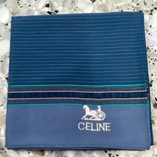 ART CLASSIC BLUE STRIPED VINTAGE HANDKERCHIEF COTTON MEN POCKET SQUARE 19" M77