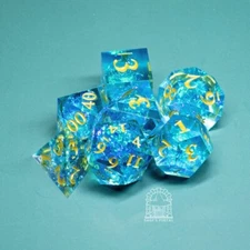 Sage's Crystals - Lagoon Sharp Edge Resin Polyhedral Dice Set DnD RPG