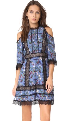 Alice + Olivia Gatz Cold Shoulder Floral Dress Blue Lace Size 4 NEW | eBay Alice + Olivia Gatz Cold Shoulder Floral Dress Blue Lace Size 4 NEW | eBay