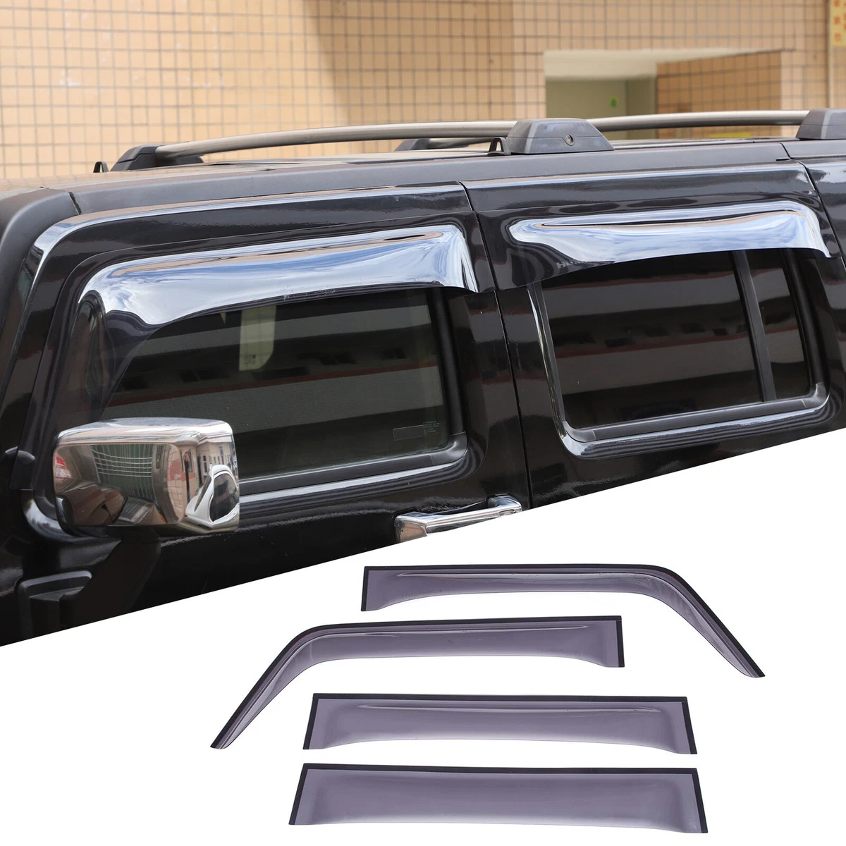 Tape on Window Visors Deflectors Black With Chrome Strip For Hummer H3 2005 2010