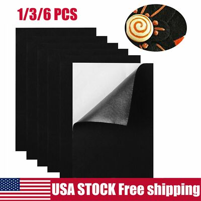 #ad Felt Fabric Adhesive Sheets Black Multipurpose Sticky Glue Velvet Sheet 1 3 6PCS $8.54