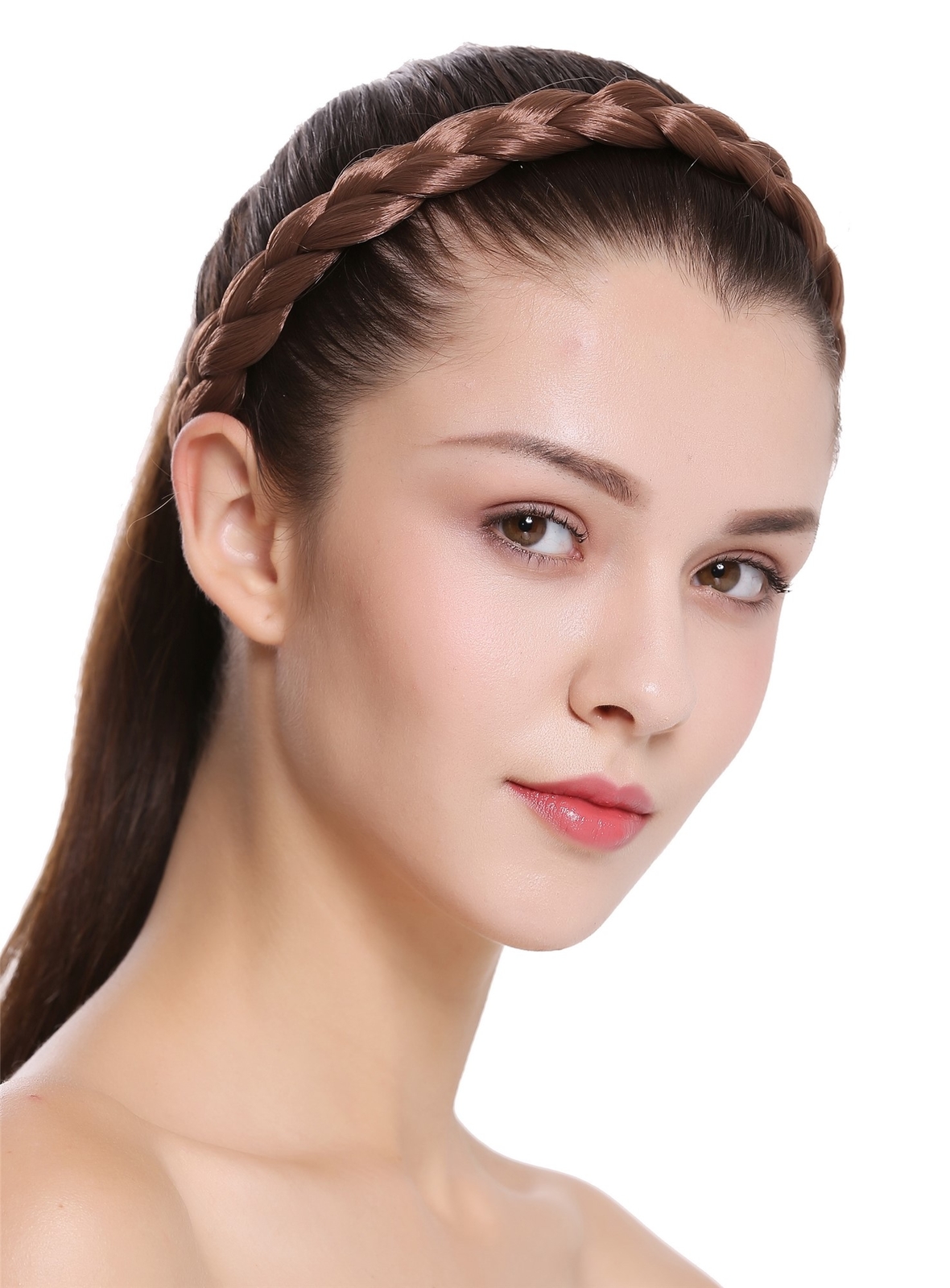Braided Hairband Headband Traditional Very Wide Light Brown Braid CXT-005-010