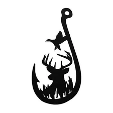 "Rustic Hunting and Fishing Metal Art - Deer, Duck, and Fish Hook Design