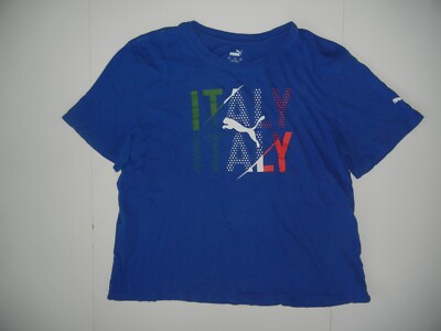 PUMA Blue Italian Flag TEAM ITALY T-SHIRT Football Soccer Olympic Gym Women XXL