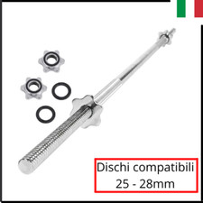 Bilanciere cromato asta 150 180 cm a vite per pesi palestra 25 mm + ferma dischi