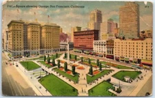 Postcard - Union Square showing Garage - San Francisco, California