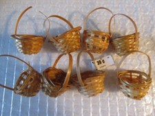 miniature basket lot of 8 vintage beige colored baskets with handles