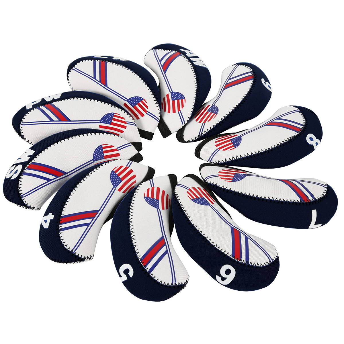 Head Cover Set Club Iron Headcovers Protect Set Neoprene Us Usa Flag