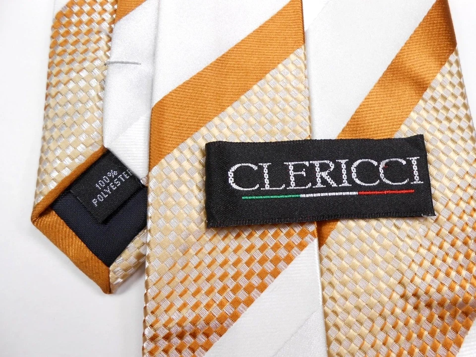 Clericci 男式涤纶领带 56.5 英寸 X 3.75 英寸多色英国条纹 — 第 3/4 张图片