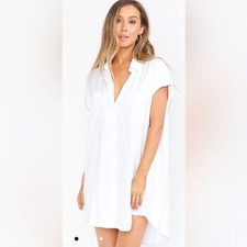 NWT Show Me Your MuMu Martin Shirt Dress in White Stripe - Size M