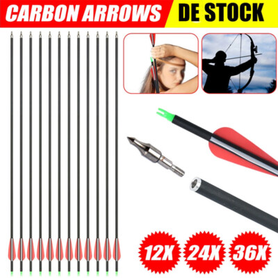 12/24/36X 30 Zoll Jagd Ziel Carbonpfeile Field Points Auswechselbare Spitzen
