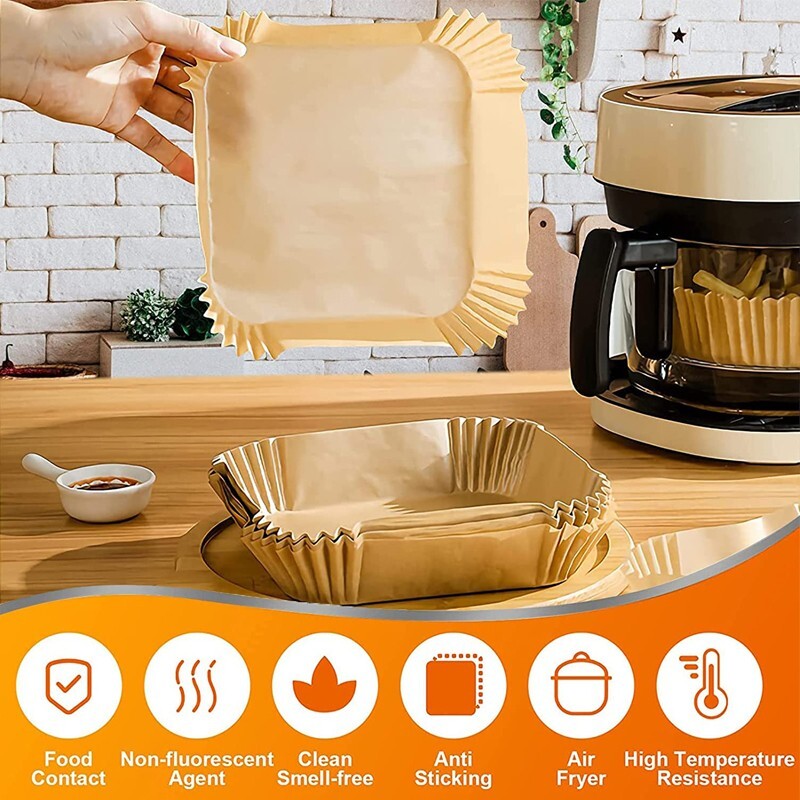 Grande friggitrice ad aria fodera di carta usa e getta quadrata 23cm  antiaderente Airfryer carta da forno pergamena per 3-10QT cestello per  cottura/cottura a vapore - AliExpress