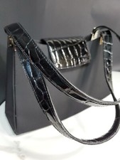 Nine west Black Textile Fabric/ Croc Pattern Shoulder Bag 11x7.5x3"