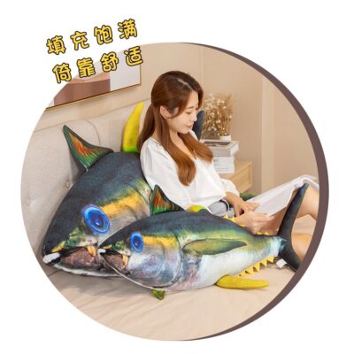 ZHONGXIN MADE Simulation Bluefin Tuna Stuffed Plush Toy - 16" Lifelike Ocean Animal Figure, Super Soft Stuffed Animal