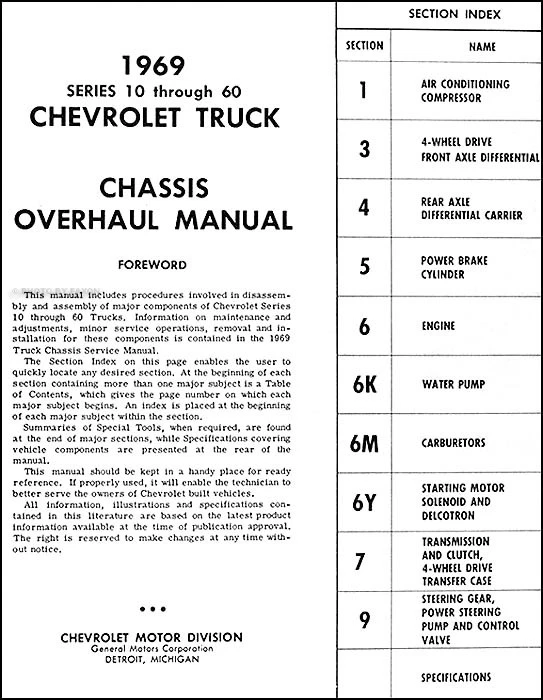 1969 Chevrolet Truck Overhaul Manual 69 Pickup Suburban Blazer Van Engine Tranny - Image 2 of 2