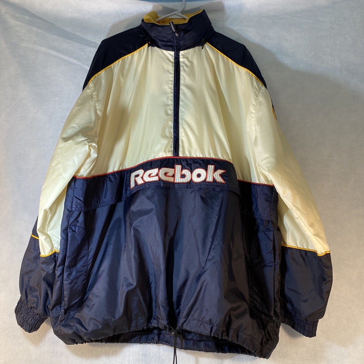Vintage Reebok Jacket 1/2 Zip Pull Over With Pouch Pocket Size