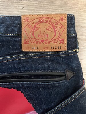 Evisu Denim Red Brushstroke Jeans size 31 x 34 Lot 2010 | eBay