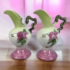 Hull Pottery Set Of 2 Woodland Ewer, Yellow and Pink, W6-6 1/2, 1949-1952