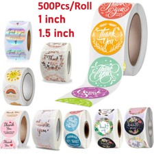1 Roll of 500pcs 1"/1.5" Assorted Floral Thank You Stickers Round Sealing Labels