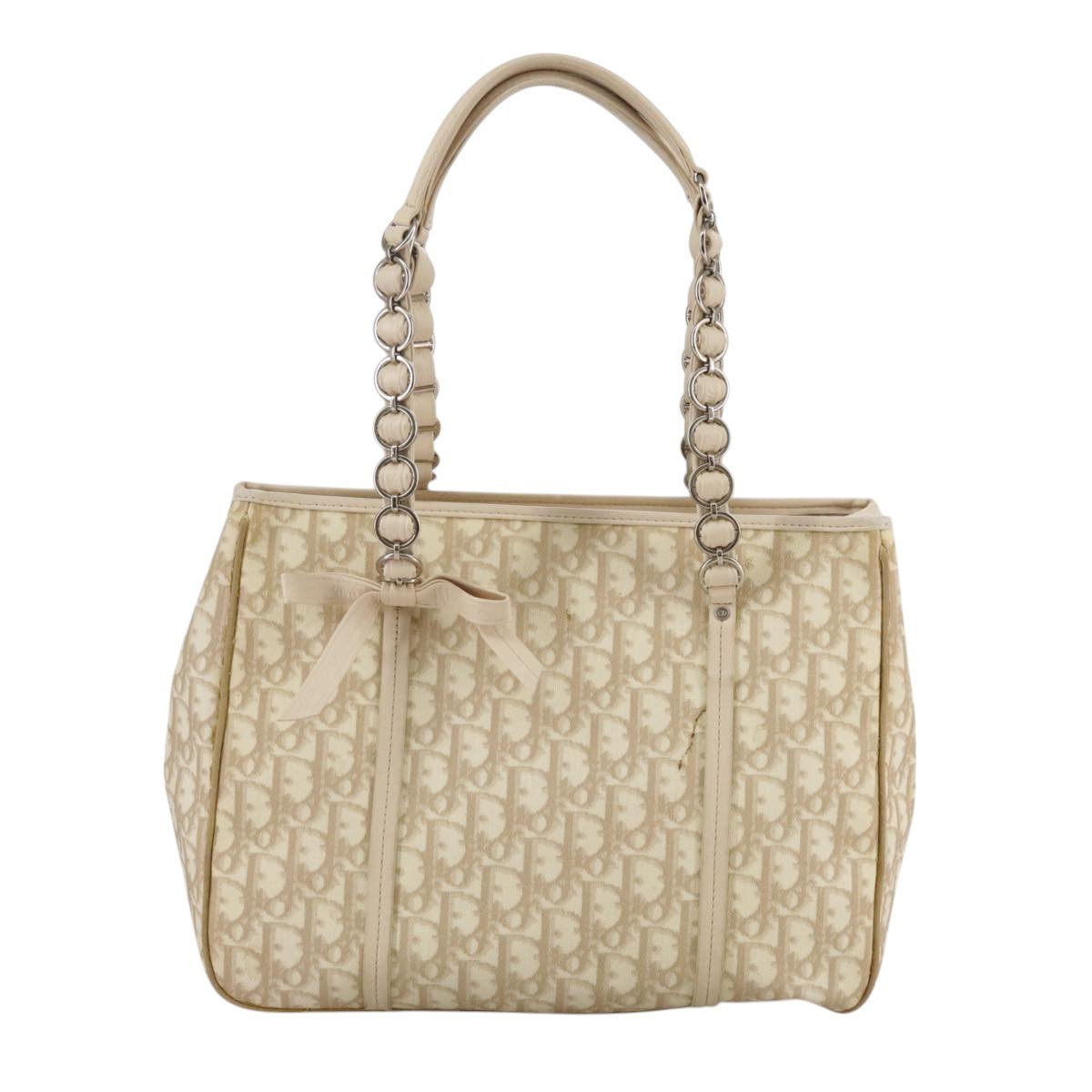 Dior Romantique Beige Canvas Shoulder Bag 100% Authentic Luxury