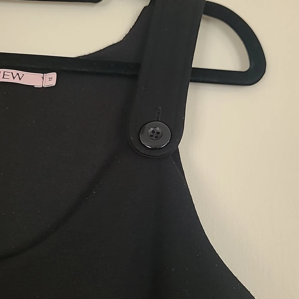 Review Fitted Pinafore Black Size 12 Bodice Lined Side Zip Viscose/Poly Office - image 3 of 4