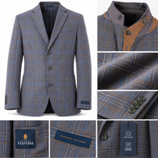 Stafford Sport Coat Men's 48R Gray Multi Plaid Classic Fit Wool Blend Blazer