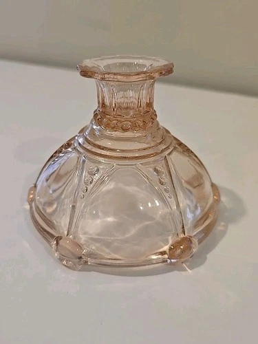 Vintage Pink Candlestick Depression Glass Oyster And Pearl Candle Holder