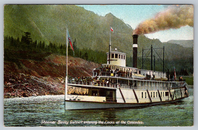 c1910s Steamer Bailey Gatzert Locks Cascades M. Rieder Los Antique Postcard