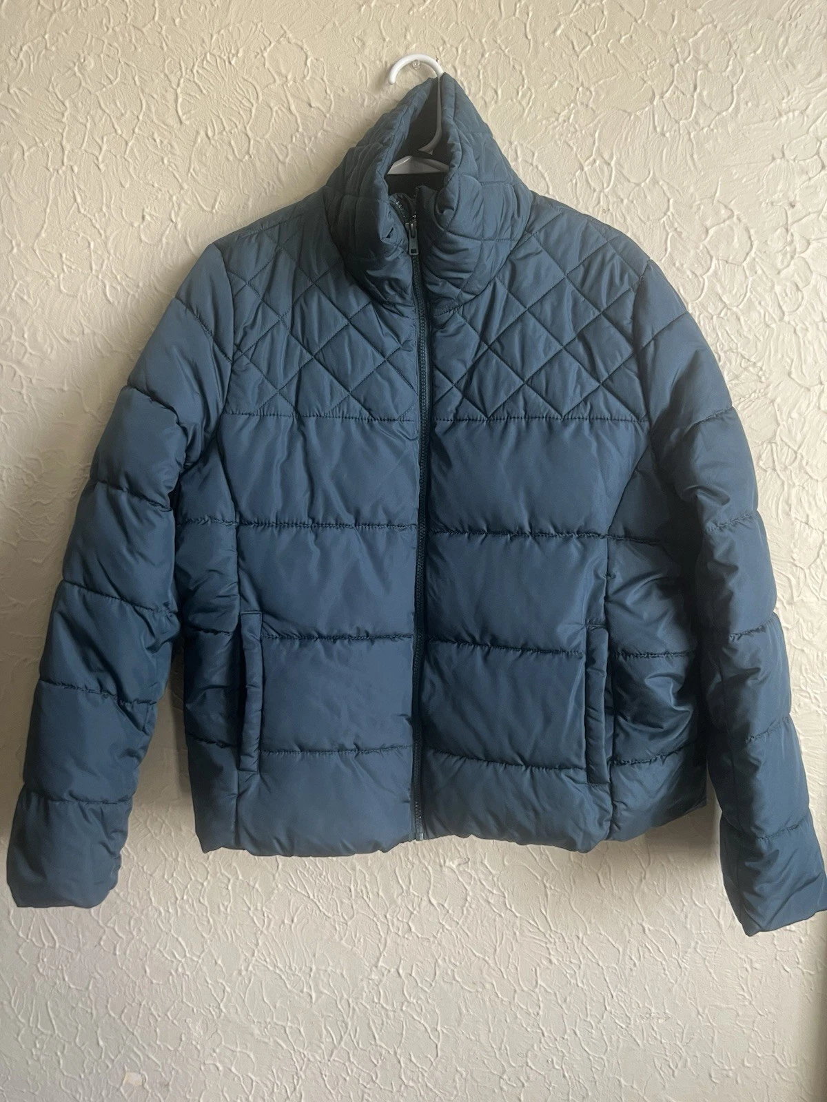 Old Navy Quilted Puffer Jacket Coat Unisex Womens Size XL Fleece Lined Green