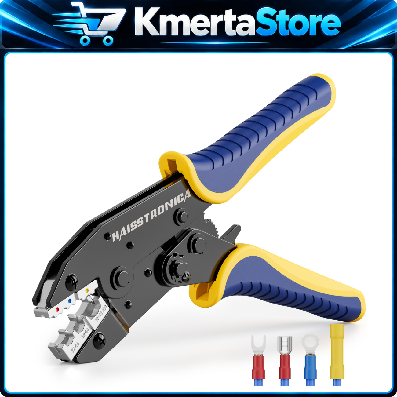 Heavy-Duty Crimping Tool for Insulated Terminals AWG 22-10, Precision ...