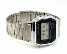 Casio A158W Vintage Digital Watch Alarm Chrono Stainless Steel New  No Box
