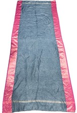 Chanderi Silk Cotton Dupatta Scarf Steel Blue Pink Zari Border South Asian Stole