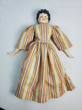 Vintage China Head Doll Porcelain Head, Arms Legs Marked 5, Striped Dress
