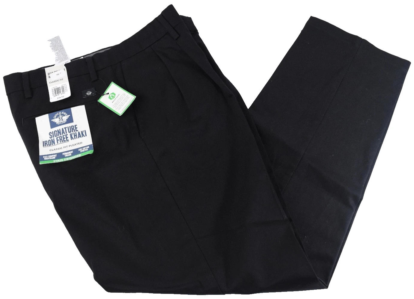 Dockers Men Signature Khaki Pants New 36X34 40X29 32X32 Black Pleated ClassicFit