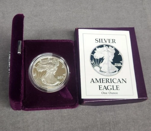 1990-S Proof American Silver Eagle Dollar $1 Box & COA US Mint Bullion OGP