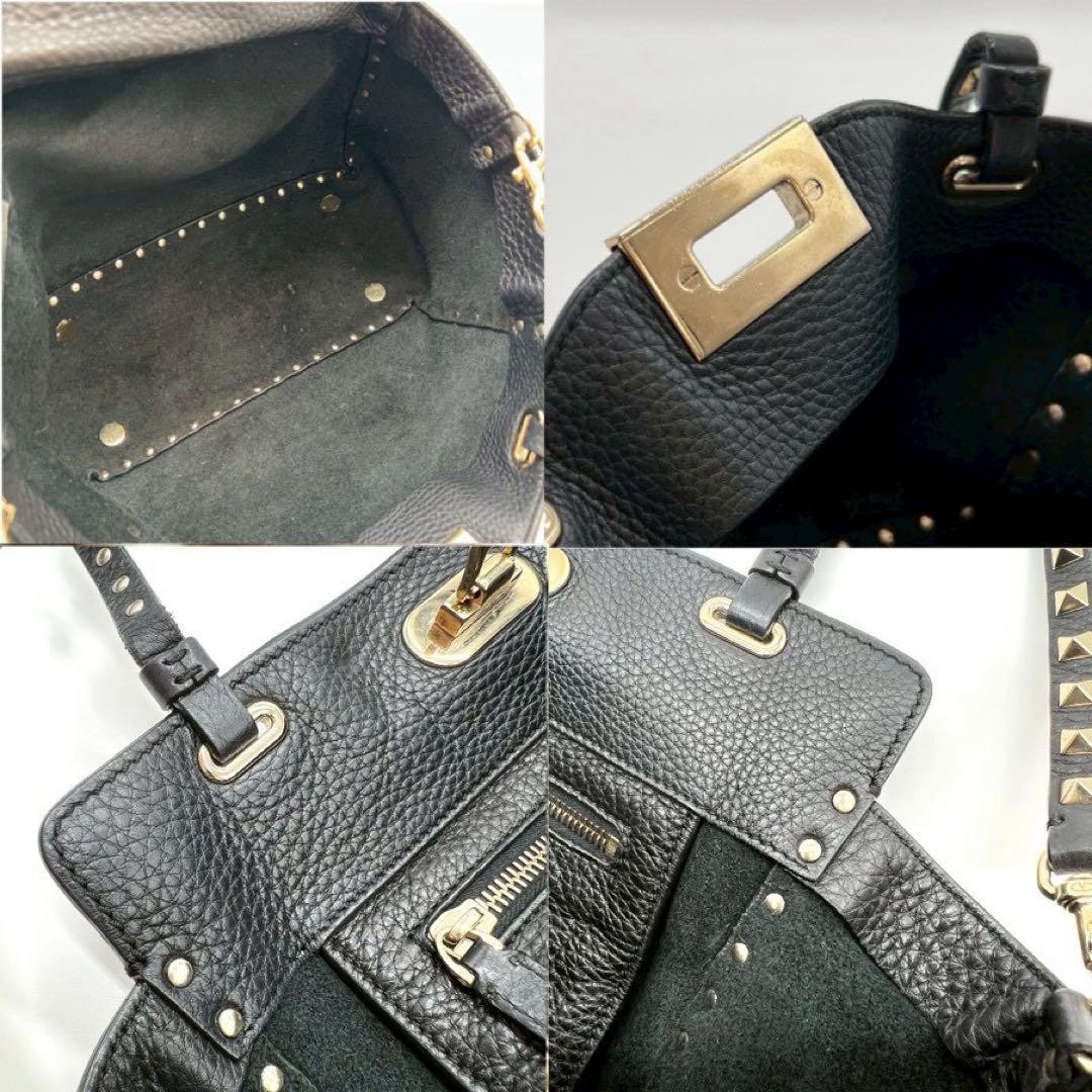 Valentino Garavani Rockstud 2Way Tote Bag Black Leather Women's Japan thumbnail 3