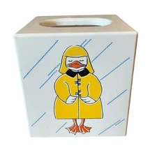 Vintage Duck Tissue Box Holder Upright Square Rain jacket Slicker Plastic