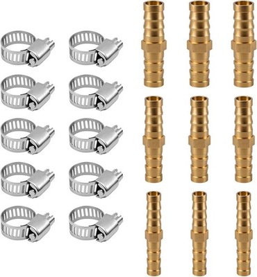 Brass Hose Barb Union Fuel Line Fittings Splicer Mender 9 PCS Automotive