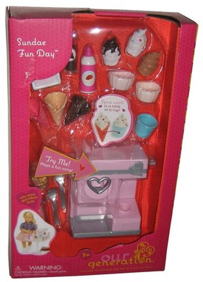 Our Generation Sundae Fun Day Ice Cream Machine Accessory Set for 18'' Dolls NEW
