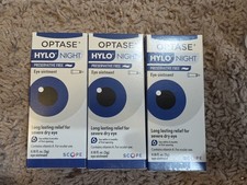  Lot Of 3 Optase HYLO NIGHT Preservative Free Eye Ointment 0.18 Fl Oz Exp 3/28