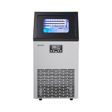 100lb/24H Ice Maker 28lb Bin 45 Cubes SS LED Self-Clean