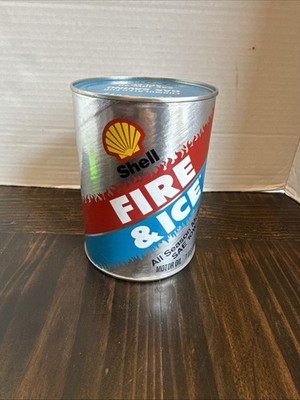 Vntg SHELL Motor Oil FIRE & ICE All Season  10W-40 Heavy Duty Full Unopened QT