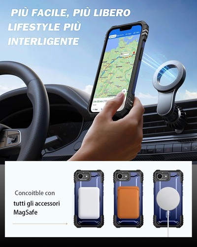 Lanhiem Cover iPhone 16e MagSafe Antiurto Militare + 2 Vetro Temperato - Foto 6 di 25