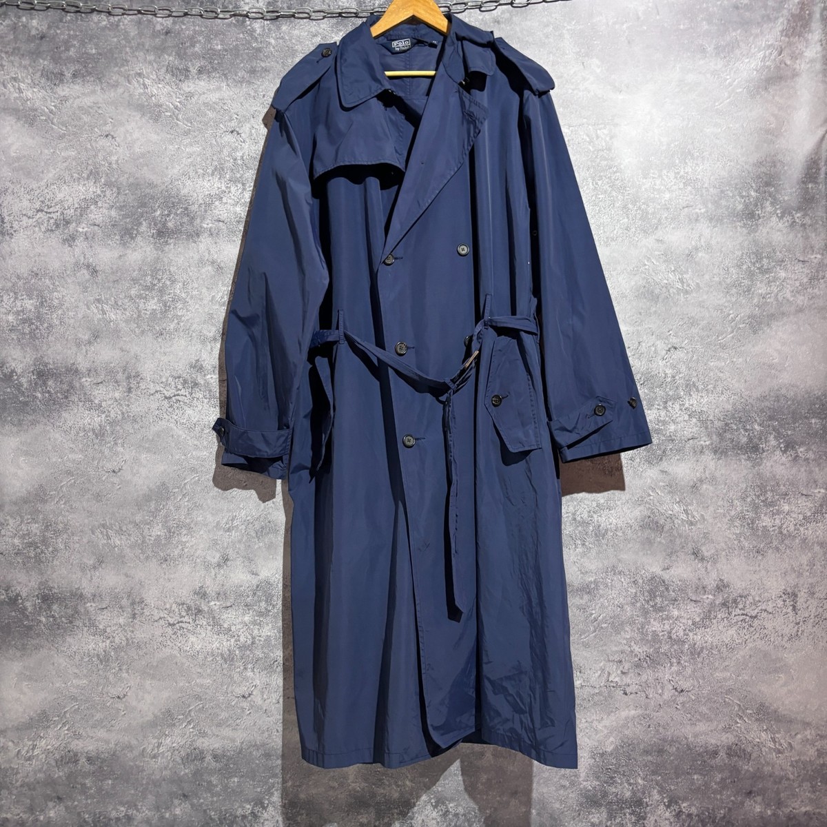 Polo Ralph Lauren Archive Trench Coat Mens XL Navy Blue Vintage