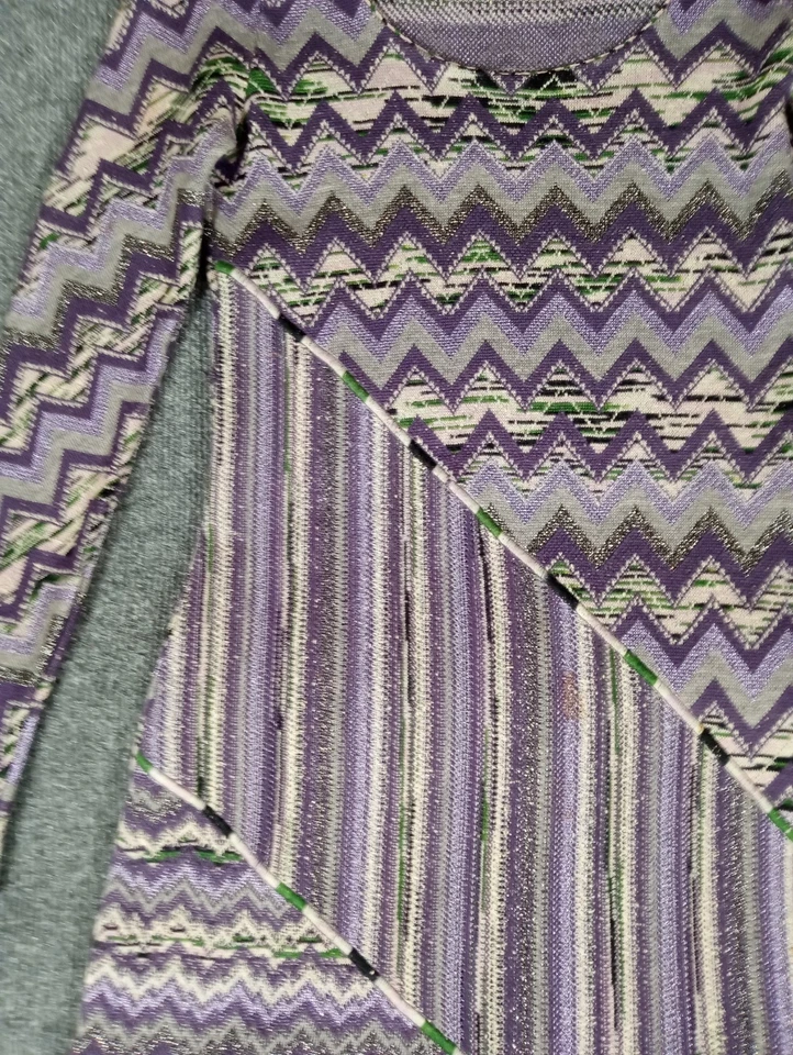 Vestido para mujer MISSONI púrpura negro verde talla IT 40 US 4 hecho en Italia brillo Foto 3 de 4