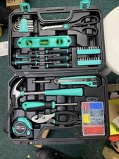 Amazon Basics Household Tool Kit With Storage Case - 142 Piece Turquoise