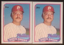 1989 TOPPS BOX CARD #E PHILADELPHIA PHILLIES GREG GROSS [2] HAND CUT 06856