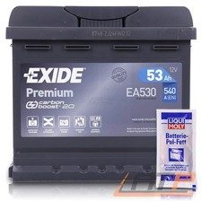 EXIDE AUTOBATTERIE 12V 53Ah STARTERBATTERIE 540A INKL LIQUI MOLY BATTERIEPOLFETT