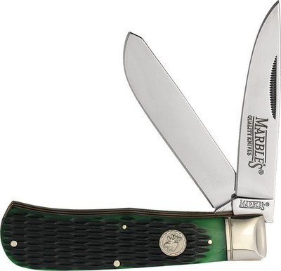 Marbles Messer Jumbo Trapper Green Bone Slipjoint Taschenmesser